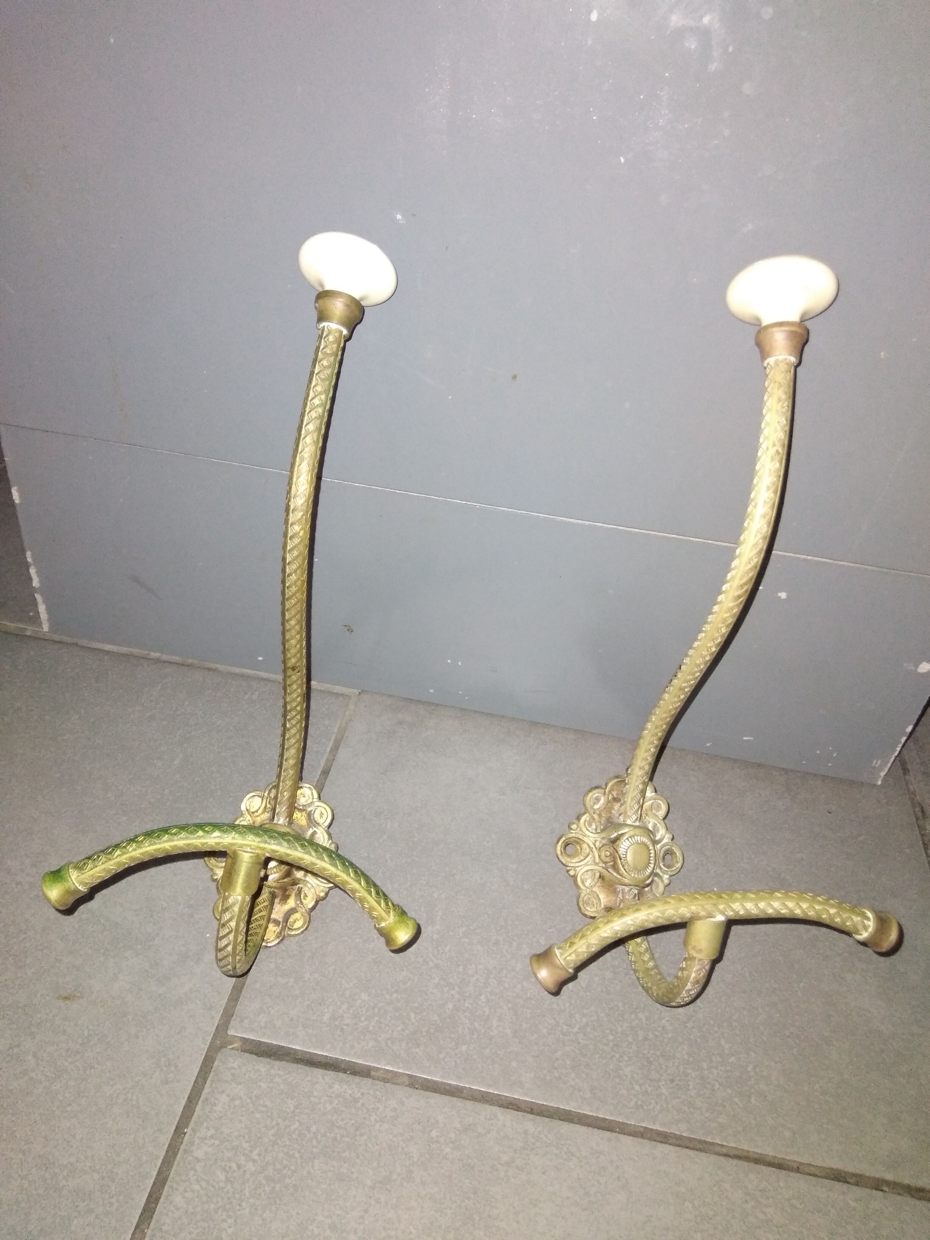 Antique metal and ceramic hooks