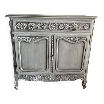 Small old carved sideboard with 2 doors and 1 drawer
