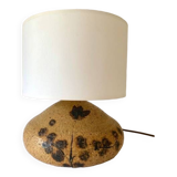 Terracotta lamp signed, cotton lampshade