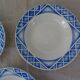3 Plates faience old Sarreguemines Villeneuve blue décor