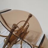 Vintage brass and smoked glass chandelier