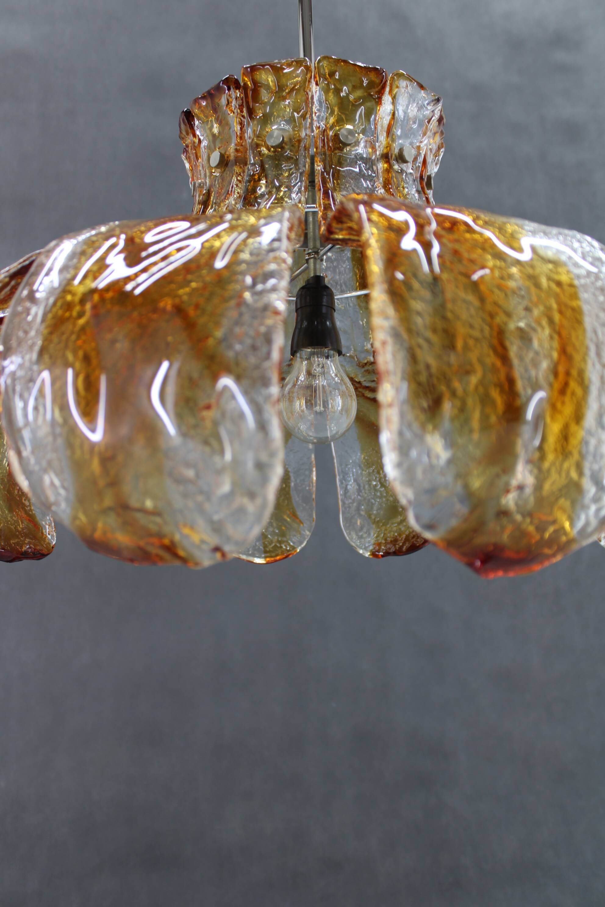 1970s Large Murano Glass Chandelier Mazzega, Italy