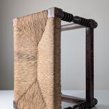Traditional Spanish rush bench with turned legs, 1940s
