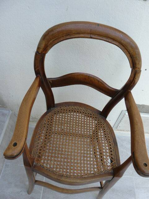 antique caned high chair for children