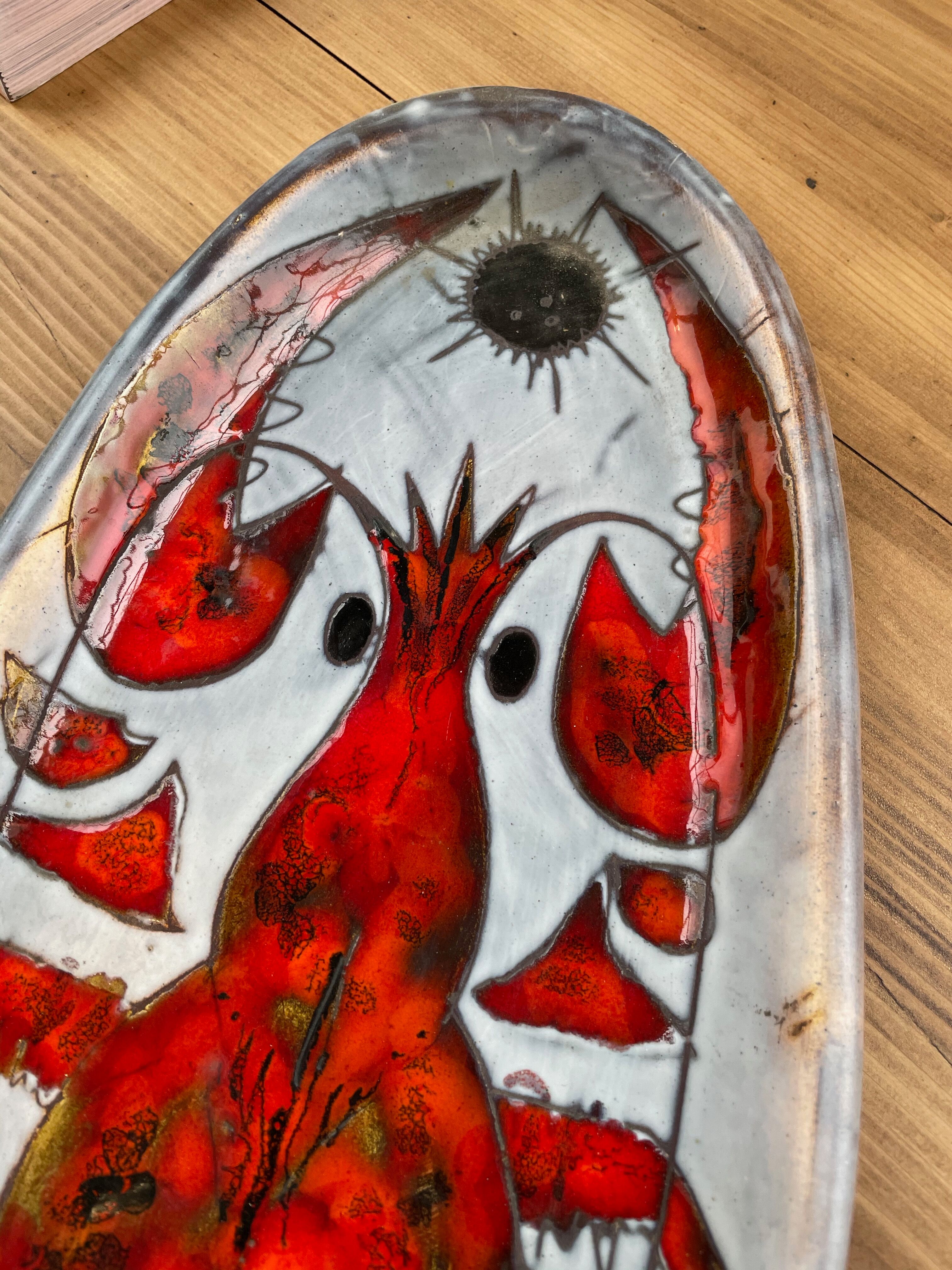 Plat céramique « homard » Vallauris Brunner