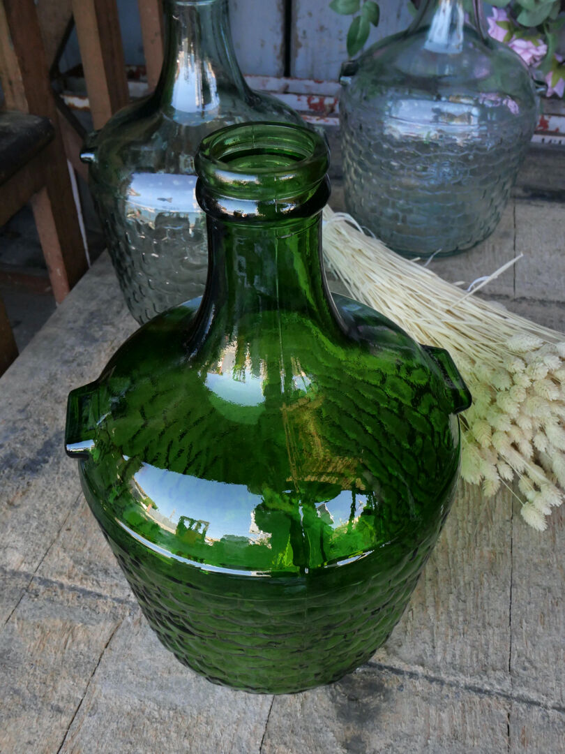 Demijohn glass recycles green basket fir way
