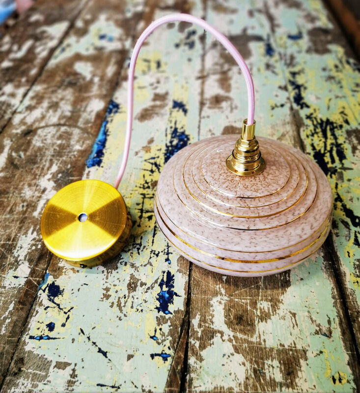 Pink and gold granite glass hanging