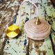 Pink and gold granite glass hanging