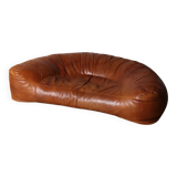 Croissant Sofa in Cognac Leather by Raphael Raffel for Honore Paris, 1970s