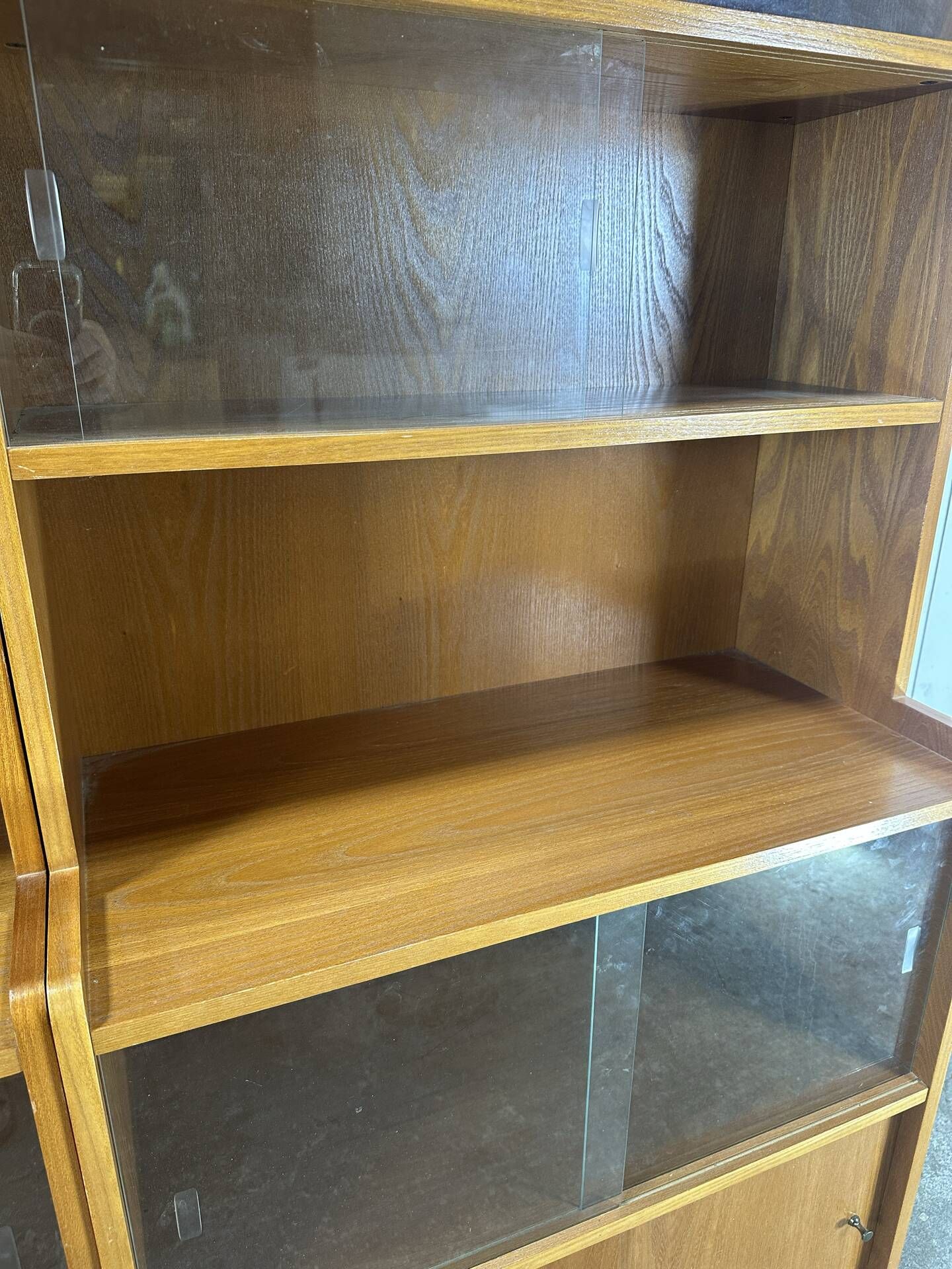 Pair of large vintage wooden display cabinets – 1960s/70s