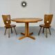 Antique round Scandinavian dining table from the 70s with 1 solid wood extension