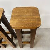 8 solid wood bar stools in brutalist style