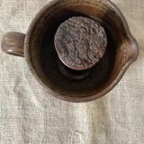 Stoneware cooler pitcher with original label “Grès Le Refuge”