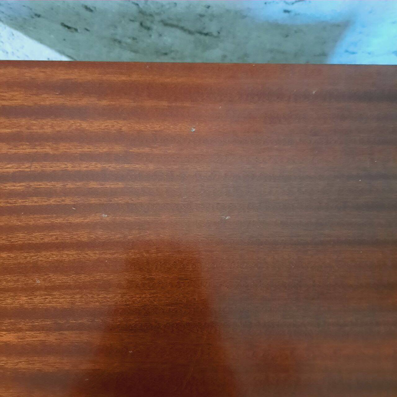 Vintage lacquered top desk with iron structure and pointed brass feet