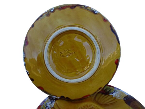 Assiettes à huîtres vintage en faïence de Vallauris, service de six