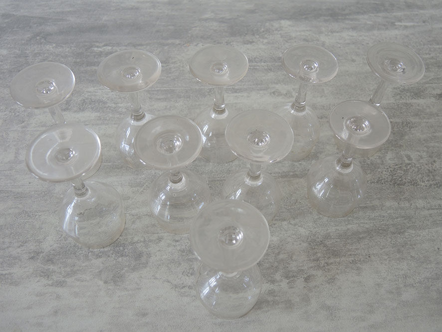10 ancient engraved crystal digestive glasses