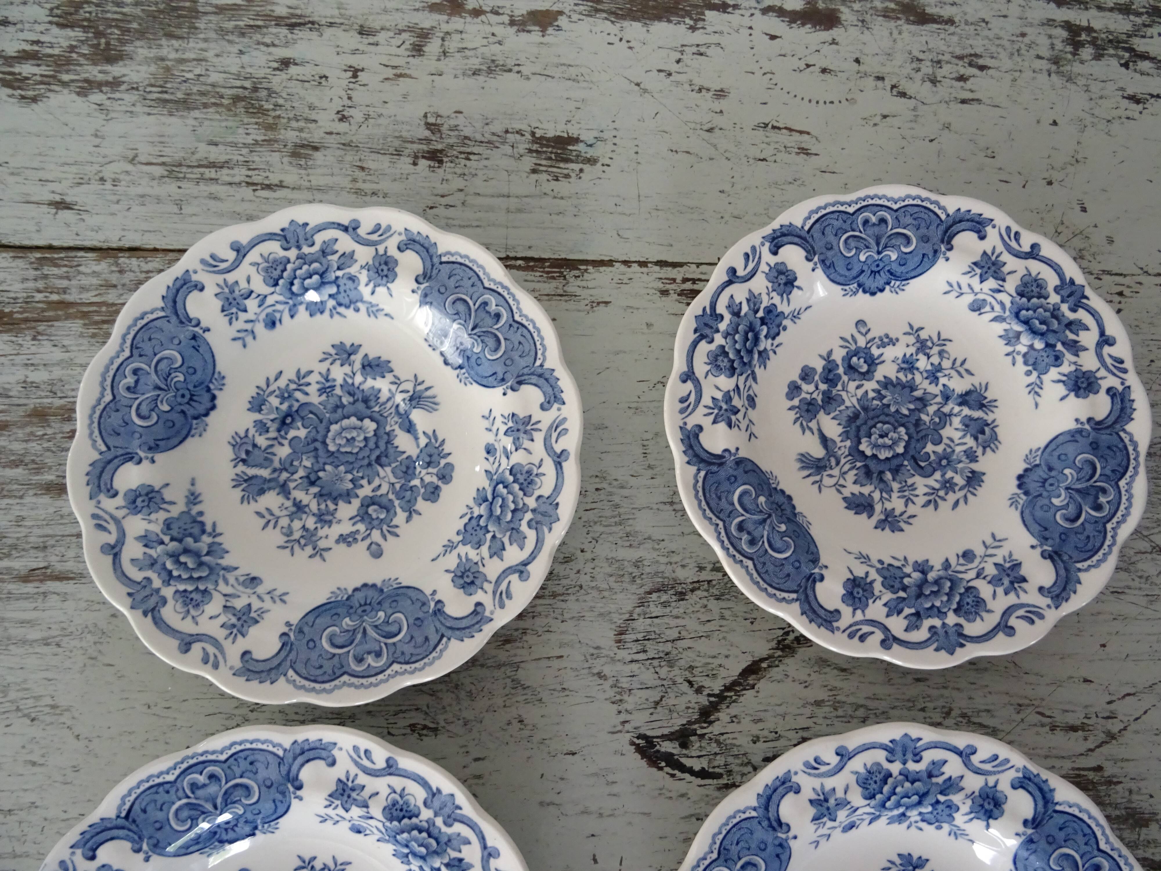 6 cups ridgway staffordshire windsor flowers blue