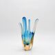 Murano Sommerso Blue Turquoise & Amber Vase Sculpture with 4 Branches 19.5cm