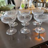6 champagne glasses. Saint Louis crystal.