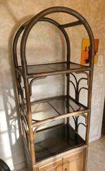 Vintage rattan and wicker shelves