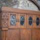 Bookcase carved wood 3 old doors, bookcase window beveled