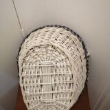 Vintage oval white wicker basket