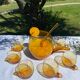 Punch or cocktail service in amber glass