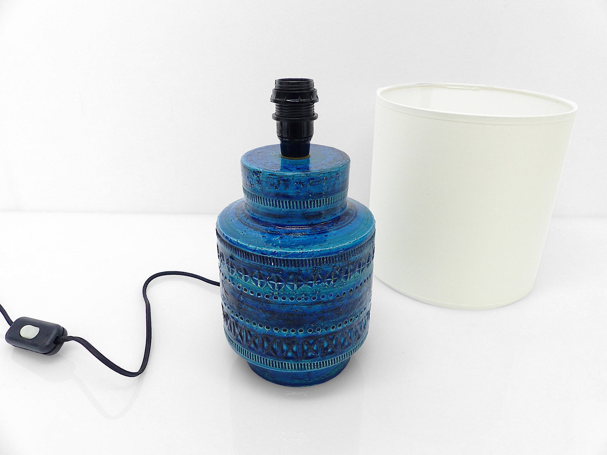 Blue Bitossi lamp Aldo Londi, Italy 1960