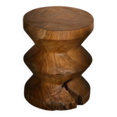 EVA stool in hand-carved solid recycled teak