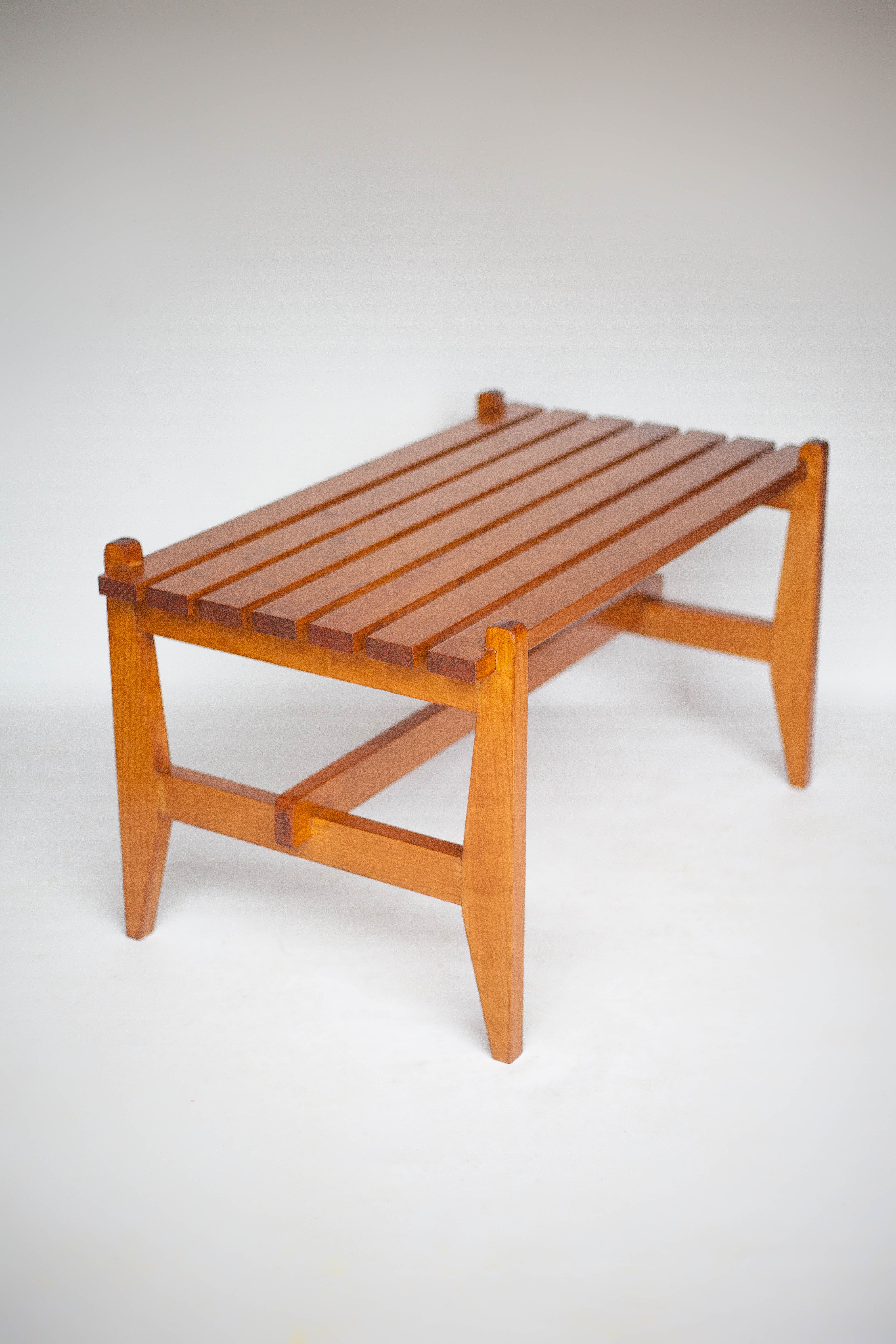 Table basse bois bois à lattes, décoration intérieur