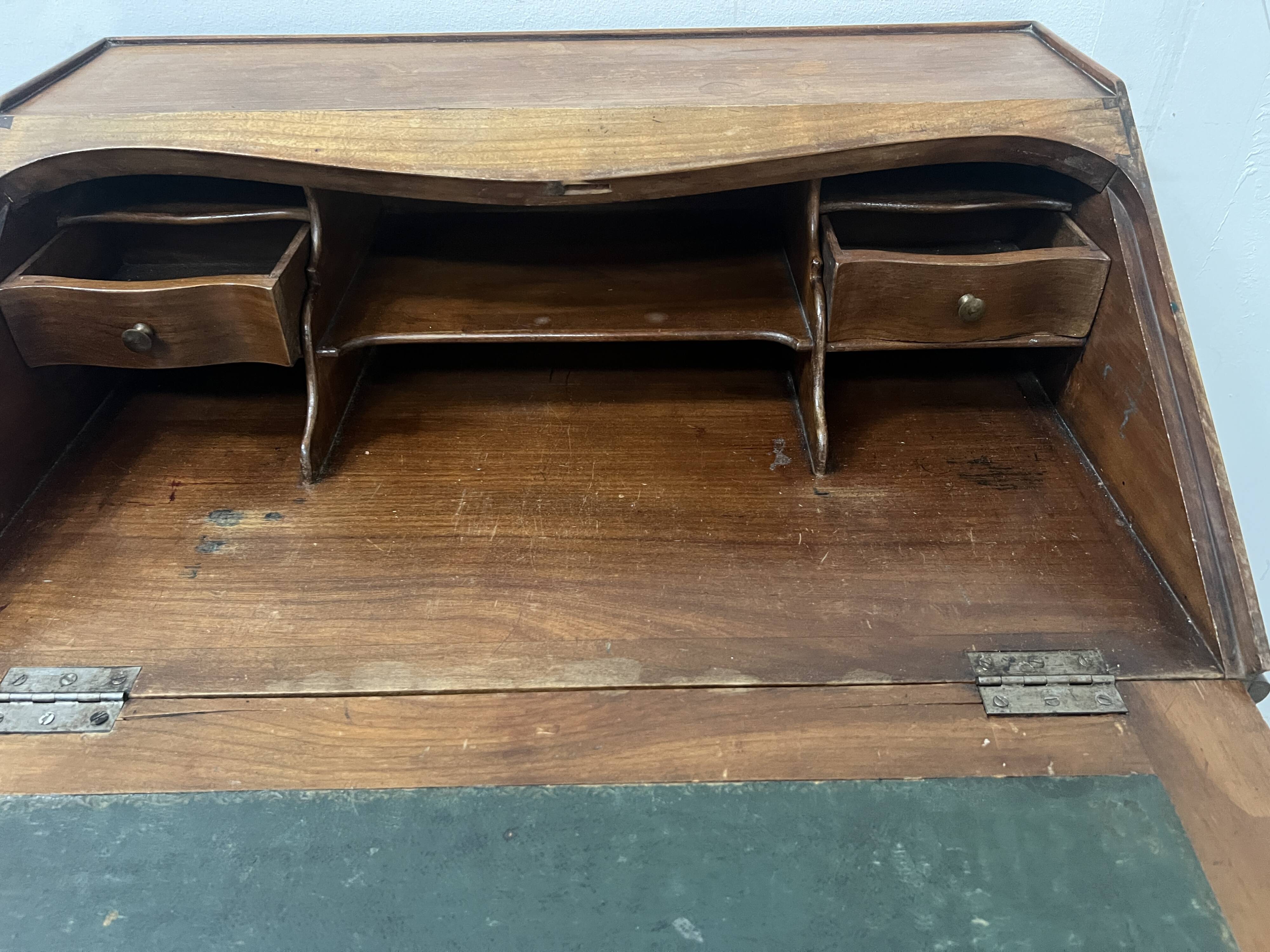 20th century slant-front desk in solid cherry wood