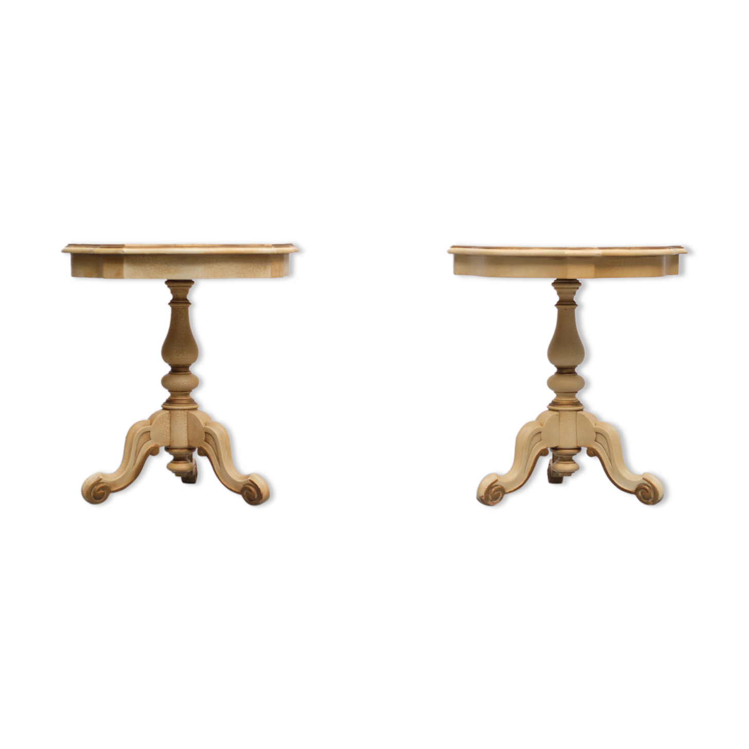 2 Classic Italian Craquelure Side Tables 1960s