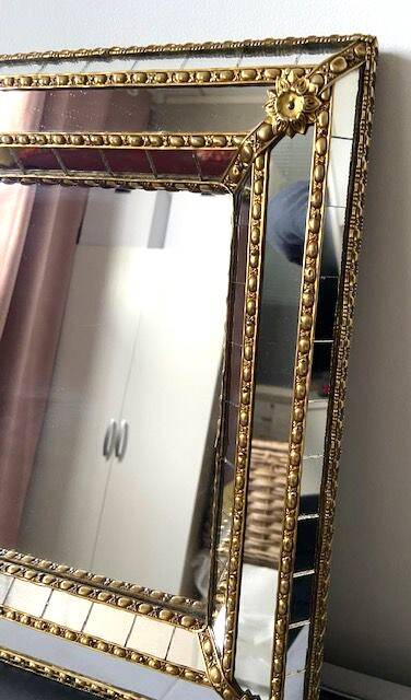 Old Faceted Beaded Mirror Venetian Style Vintage Design 60s/70s