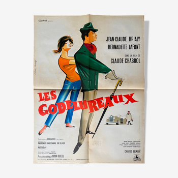 Affiche cinéma "Les Godelureaux" Jean-Claude Brialy, Bernadette Lafont 60x80cm 1961