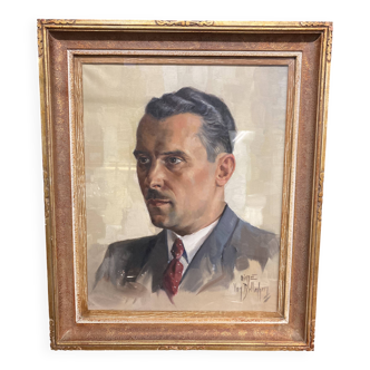 Aimé VAN BELLEGHEM (1922-1996), Portrait of René Brondel, oil on canvas