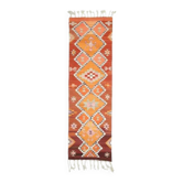 1970s Vintage Turkish Hand-Knotted Wool Cotton Orange Runner Rug 92x320