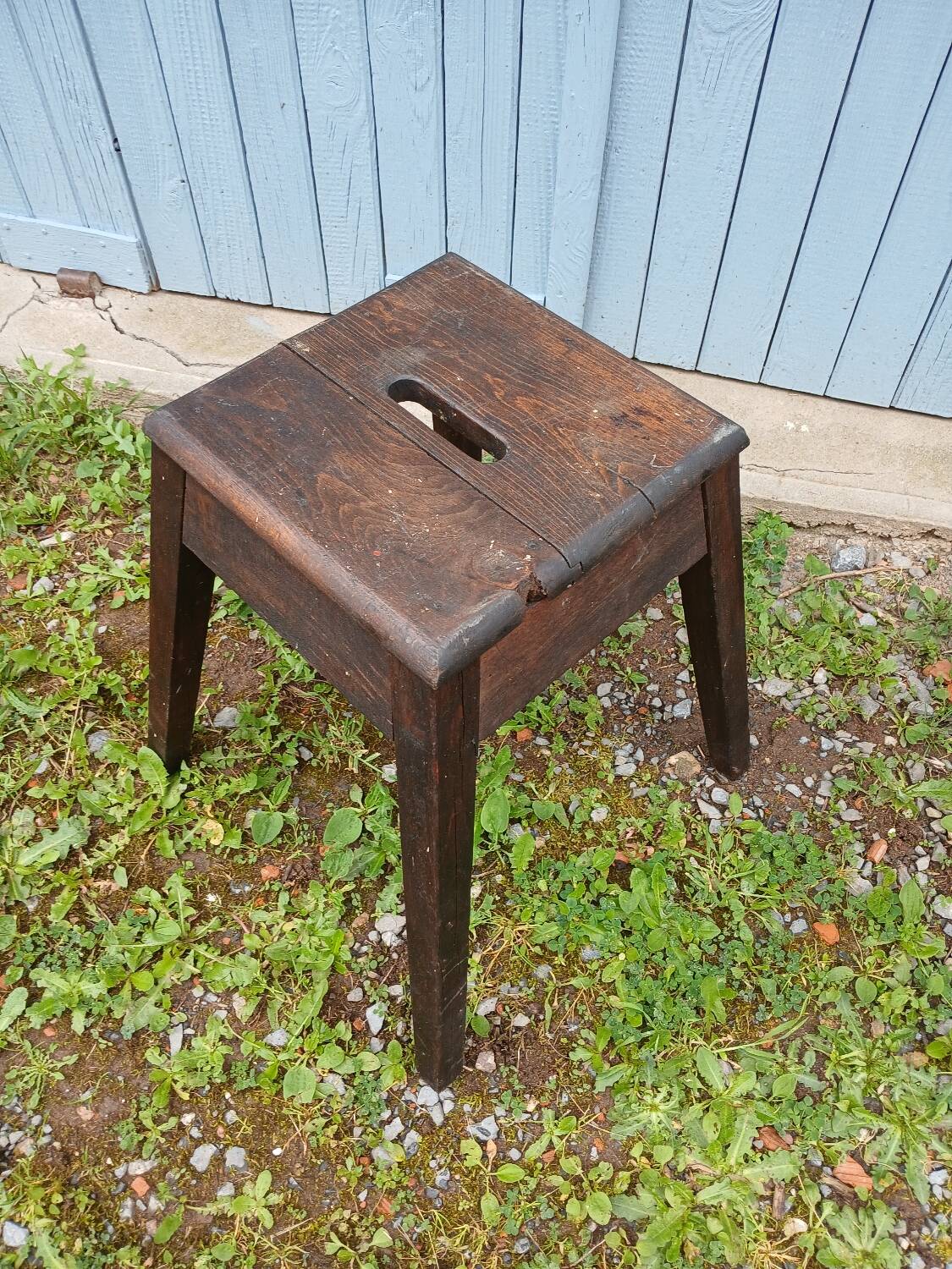 2 antique wooden workshop stools