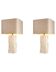 Pairs of travertine table lamps