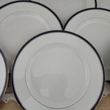 Lot 2 of 12 Limoges porcelain plates bordered midnight blue and gold