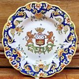 6 old Desvres Fourmaintraux Rouen dessert plates, Dinan model