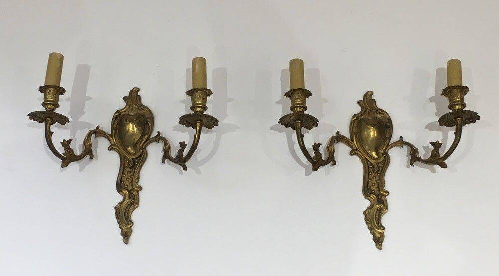 Pair of Louis XV style bronze wall sconces