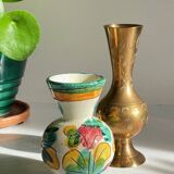Vases céramique et laiton artisanal vintage