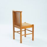 2 vintage chairs in pinewood with braided seat, 1970s