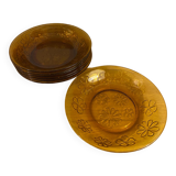 Vereco hollow plates with flowers, amber color
