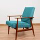 Scandinavian Lounge Chair Mid Century Design Turquoise Vintage Fabric