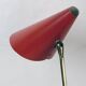 Red Austrian mid-century brass and iron table lamp by J.T. Kalmar