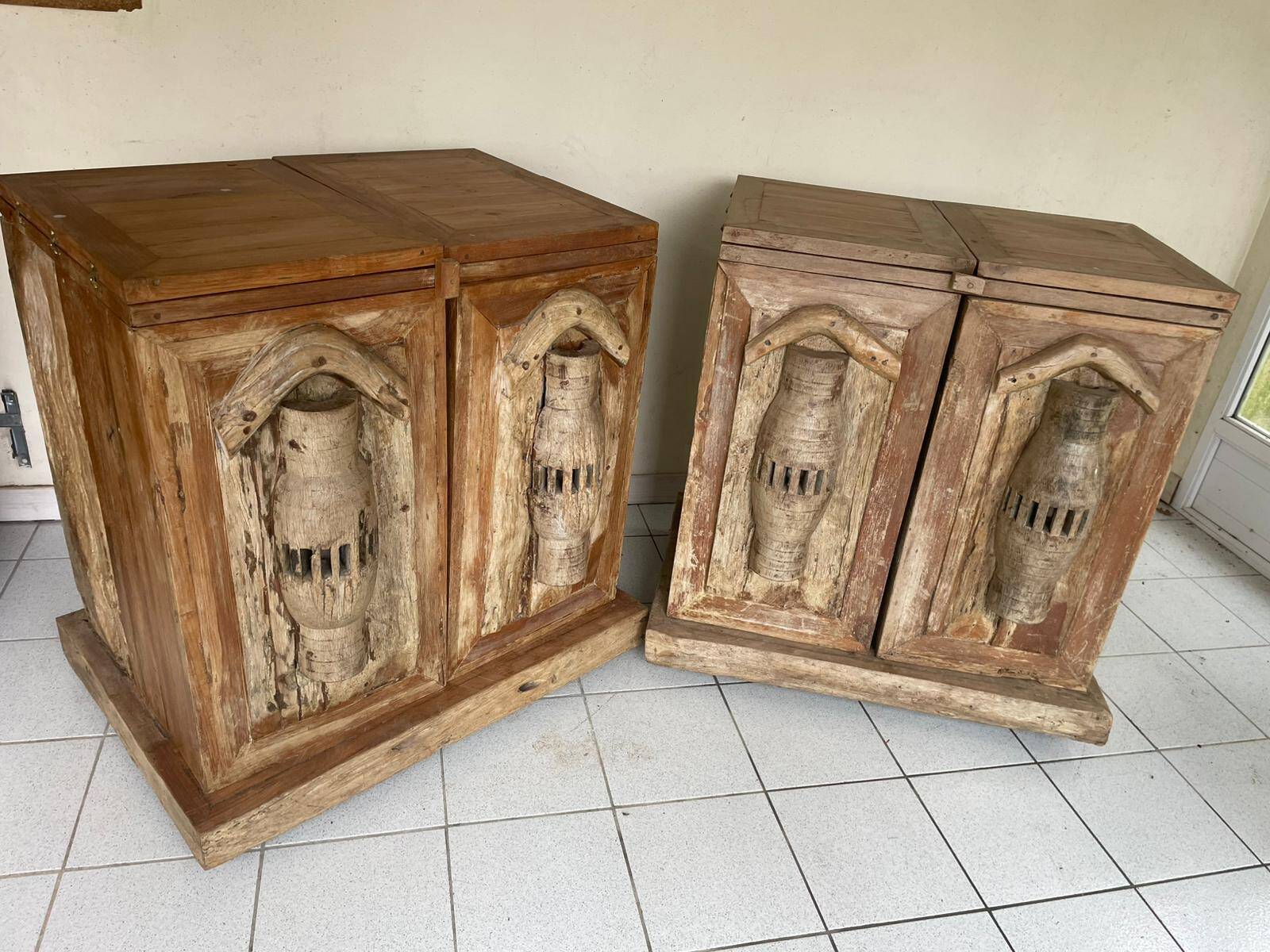 Large solid wood bar cabinet