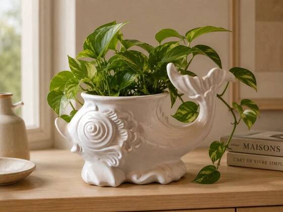 Dolphin-shaped cache pot, 1970