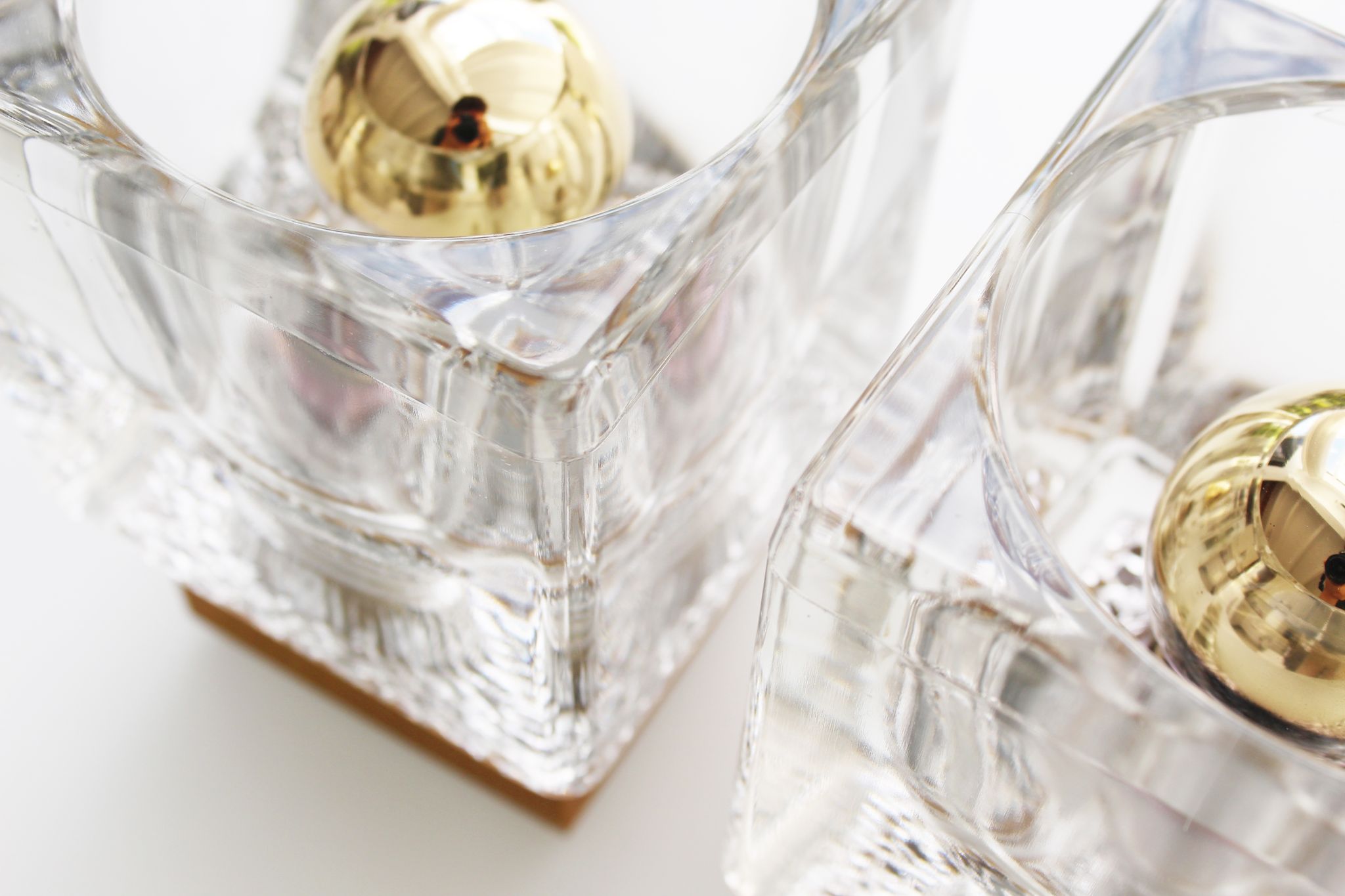 Set of brass and crystal sputnik wall sconces by Peill & Putzler, Germany 1970's