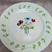 Set of 9 flat plates in ironstone Digoin Sarreguemines – Poupette model – Vintage